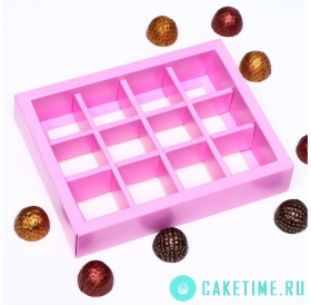 Коробка для 12 конфет розовая