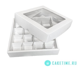 Коробка для 16 конфет белая