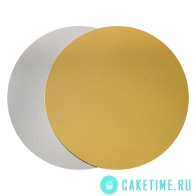 Подложка для торта круглая золото/серебро, 0,8 мм, 8 см 