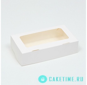 Коробка для пироженых, с окном, белая, 22 х 12 х 5,5 см