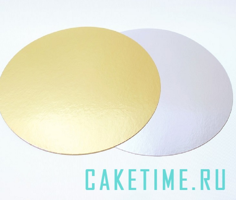 Подложка под торт Золото/Белый 1,5 мм 26 см