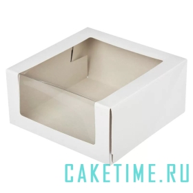 Коробка для торта с окном (22,5х22,5х11 см) белая