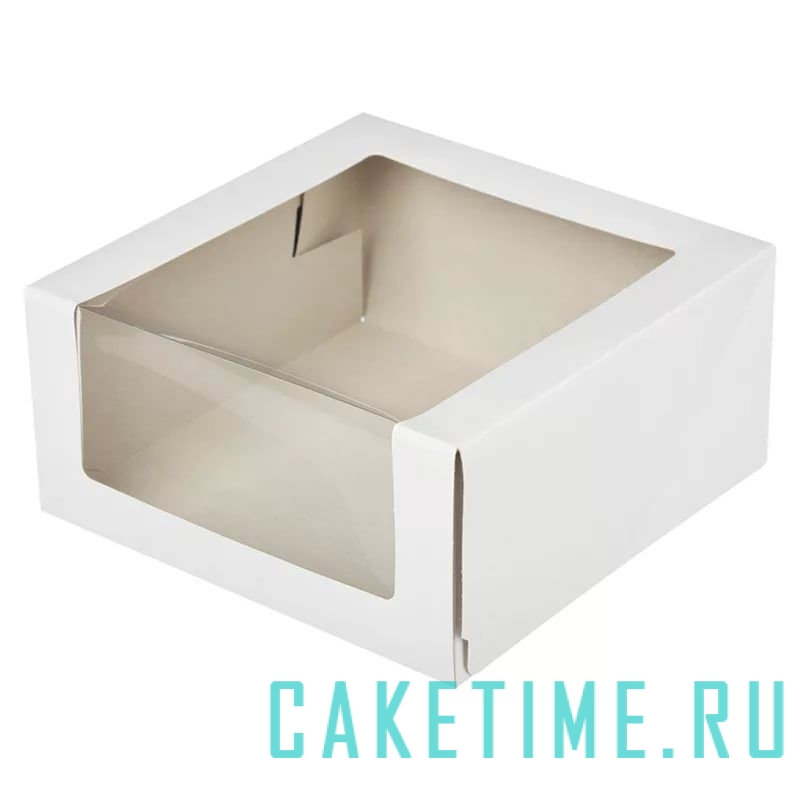 Коробка для торта с окном (22,5х22,5х11 см) белая