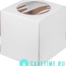 Коробка для торта с окном белая 24х24х22см, гофрокартон