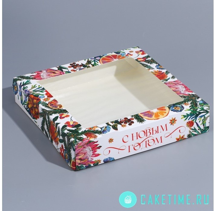 Коробка для сладостей «Новогодняя ботаника», 20 × 10 × 4 см 