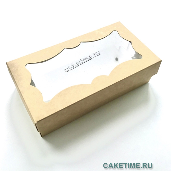 Коробка для макарон с фигурным окном белая, 21х10х5.5 см 