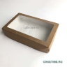 Коробка для пирожных и печенья с окном беж 20х12х4 см