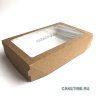 Коробка для пирожных и печенья с окном беж 20х12х4 см