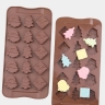 Форма силиконовая для шоколада и конфет " Дед Мороз, елка, подарок", 15 ячеек